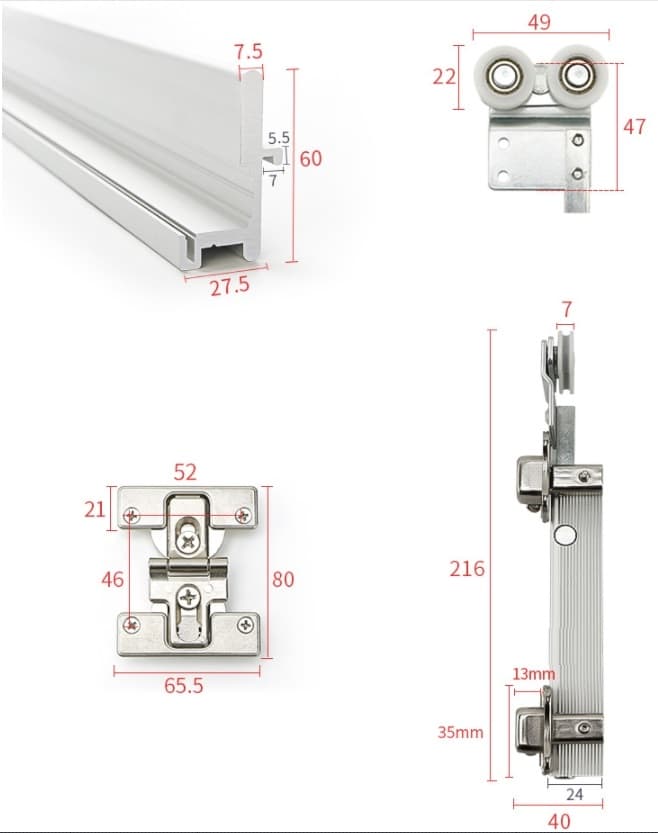 Phụ kiện cửa lùa cánh gập không ray YG.SDOU 10