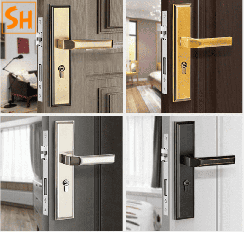 Bộ khóa cửa hiện đại hợp kim kẽm nhiều màu A671-33 Bộ khóa cửa hiện đại hợp kim kẽm nhiều màu A671-33