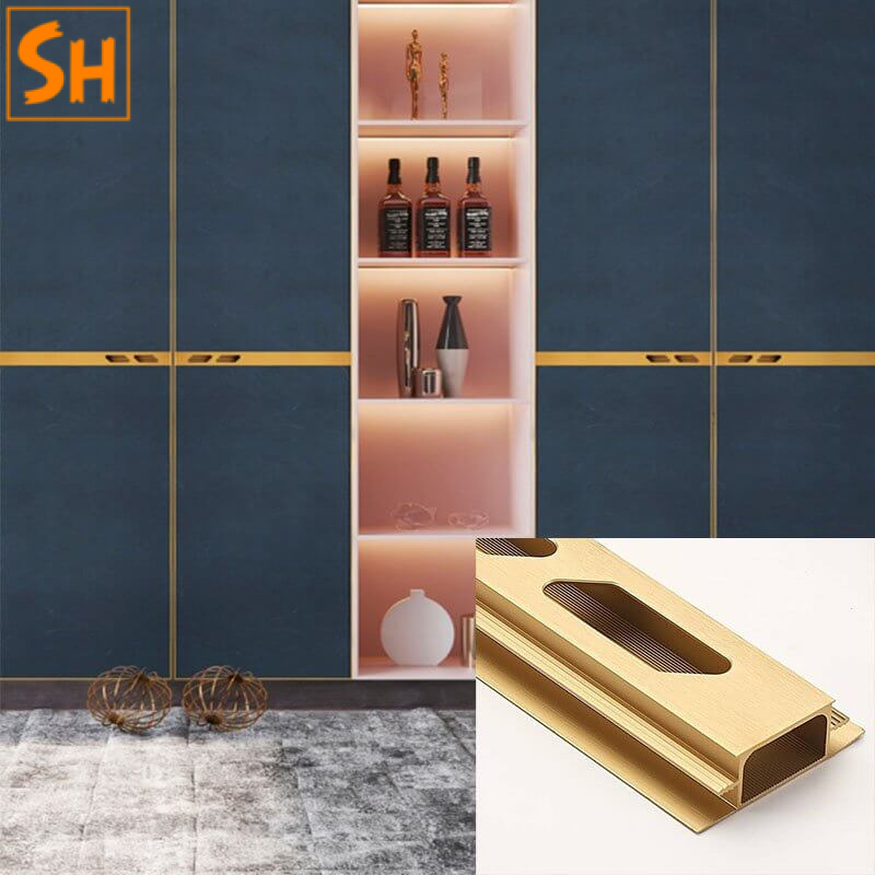 Tay nắm âm hợp kim nhôm tủ quần áo SHA8022 Tay nắm âm hợp kim nhôm tủ quần áo SHA8022