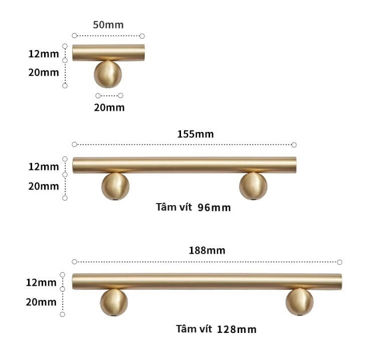 Tay nắm tủ đồng cao cấp phong cách Bắc Âu YTYD03 22