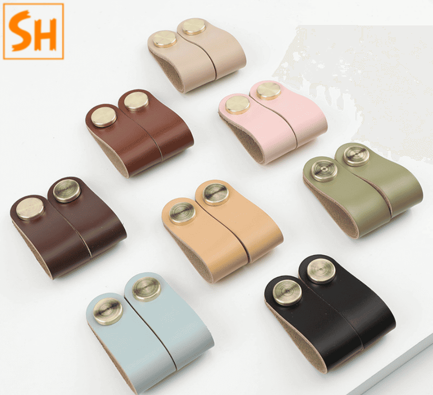 Tay nắm tủ bằng da kết hợp chốt nhôm nhiều màu AIQI638