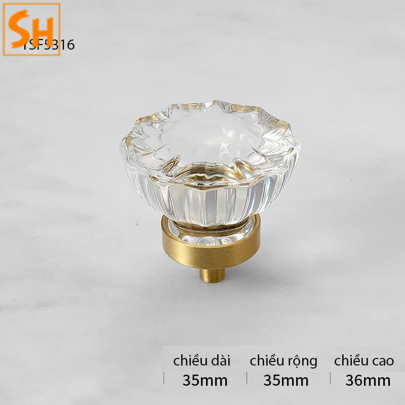 Núm tay nắm tủ pha lê hình bông hoa YSL5316 2026 tay nắm tủ đồng vs tay nắm tủ pha lê – núm tay nắm tủ pha lê hình bông hoa YSL5316 2026