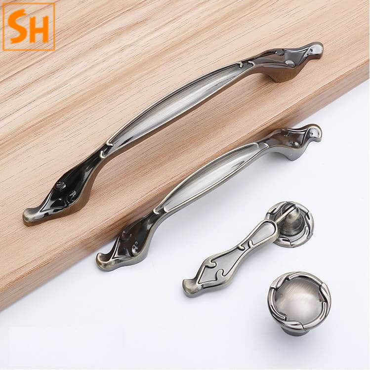 Tay nắm bằng hợp kim kẽm màu đồng Bronze cổ điển PSQ6604 Tay nắm bằng hợp kim kẽm màu đồng Bronze cổ điển PSQ6604