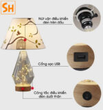 Đèn bàn chao vải họa tiết sinh động SHX139 9