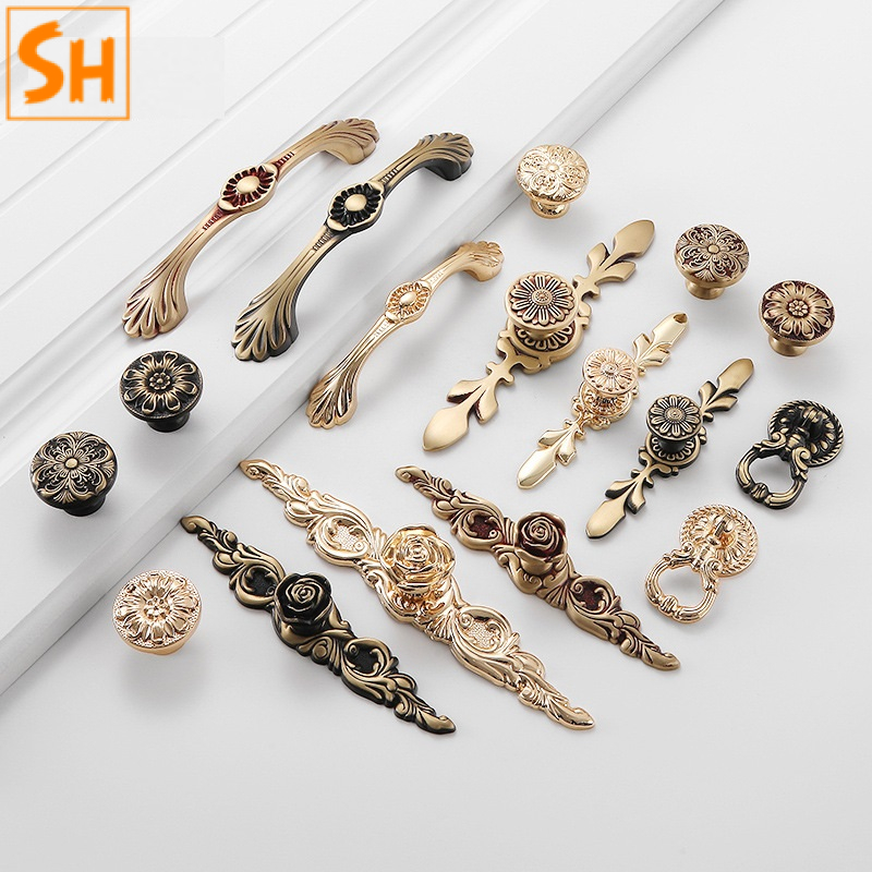 Tay nắm tủ luxury họa tiết hoa hồng SHAM5179-B