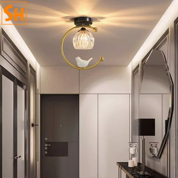 Đèn trần khung đồng chú chim đậu sang trọng MC6022 1