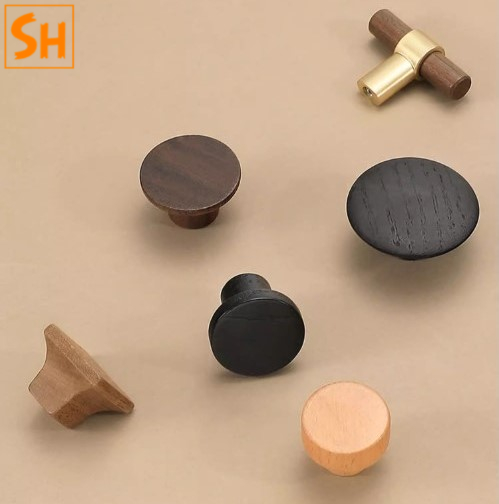 Núm tay nắm tủ bằng gỗ tối giản.1 Núm tay nắm tủ bằng gỗ tối giản.1