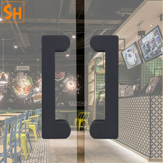 Tay nắm cửa kính shophouse màu đen tối giản DRL-6021 2