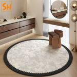 Thảm tròn đệm bàn trang điểm hoa văn nhã nhặn JR0214