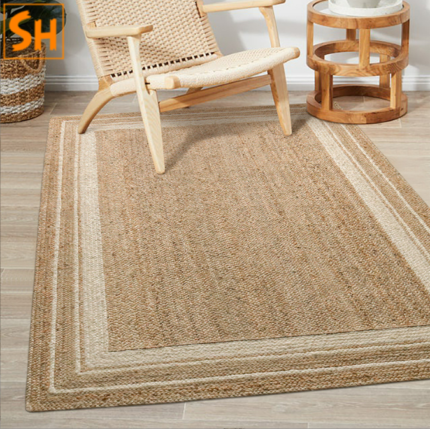 Thảm phòng khách sợi đay dệt mộc mạc CR2103