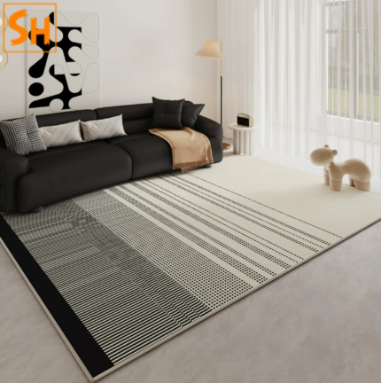 Thảm trải sàn hiện đại đen trắng tối giản JR0303