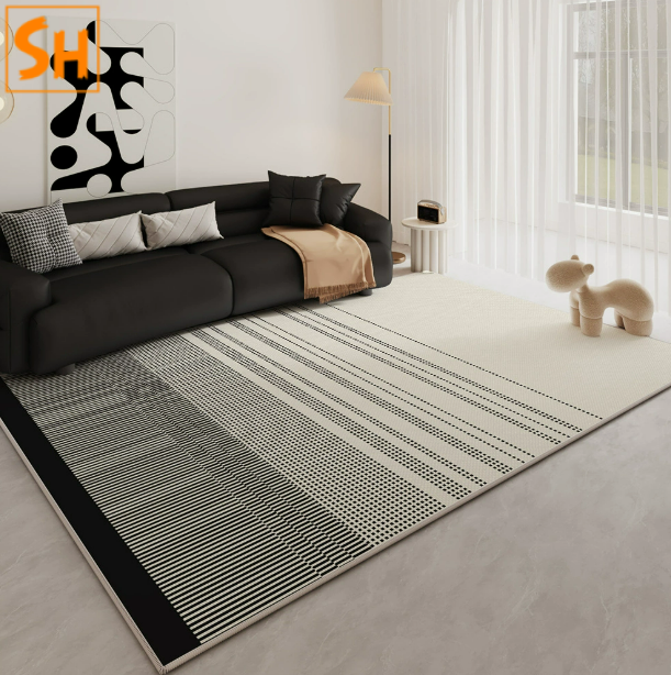 Thảm trải sàn hiện đại đen trắng tối giản JR0303 b Thảm trải sàn hiện đại đen trắng tối giản JR0303
