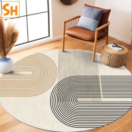 Thảm tròn nghệ thuật phong cách hiện đại QYBR23