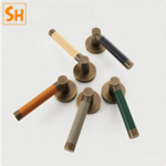 Khóa cửa hiện đại bằng đồng tay da A308B-223