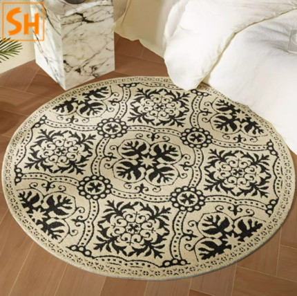 Thảm tròn họa tiết cổ điển kiểu Mỹ LP0214