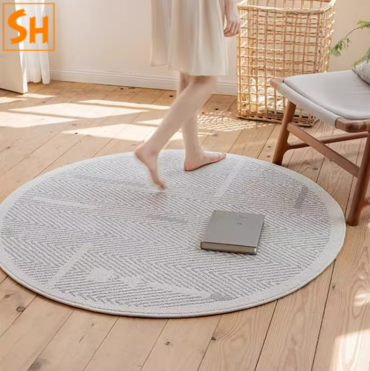 Thảm tròn hoạ tiết ziczac nổi bật DK1050 0 Thảm tròn hoạ tiết ziczac nổi bật DK1050