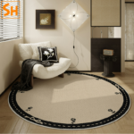 Thảm tròn họa tiết viền hoa tân cổ điển JR0504