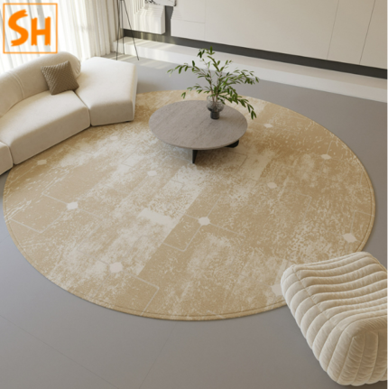 Thảm tròn màu be decor nội thất đẹp XM0295