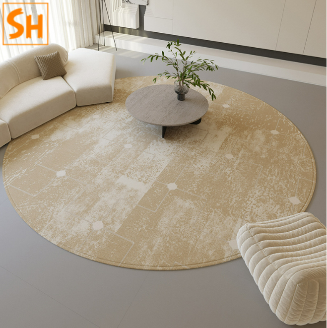 Thảm tròn màu be decor nội thất đẹp XM0295 1 Thảm tròn màu be decor nội thất đẹp XM0295