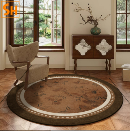 Thảm tròn nghệ thuật vintage Châu Âu TT2405
