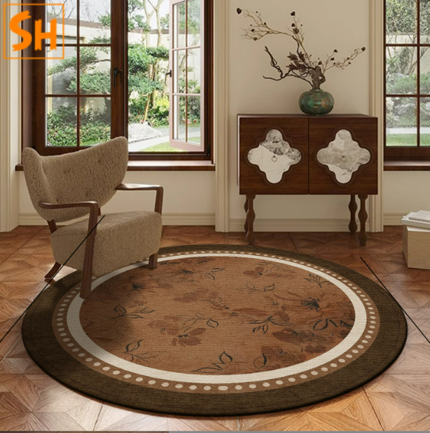 Thảm tròn nghệ thuật vintage Châu Âu TT2405 1 Thảm tròn nghệ thuật vintage Châu Âu TT2405