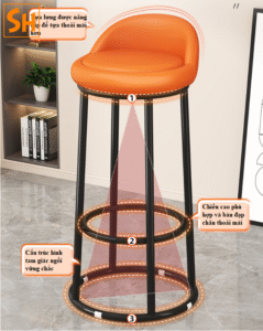 Ghế quầy bar quầy thu ngân bọc da JBY44A 10