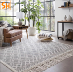 Thảm len dệt tay viền tua rua cao cấp DK101