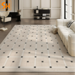 Thảm trang trí họa tiết ô vuông lịch lãm JR0903