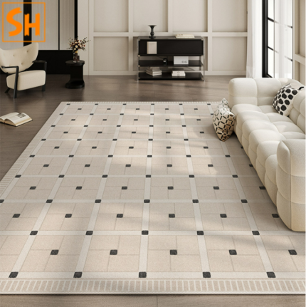 Thảm trang trí họa tiết ô vuông lịch lãm JR0903