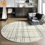 Thảm tròn đường nét kẻ đen nổi bật DH0808