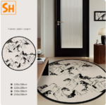 Thảm tròn nghệ thuật họa tiết sơn thủy GA0905
