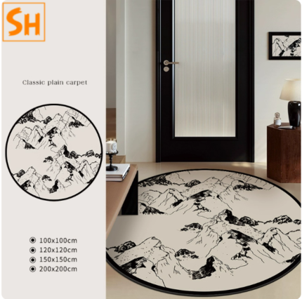 Thảm tròn nghệ thuật họa tiết sơn thủy GA0905