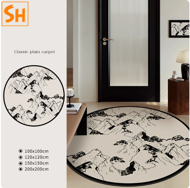 Thảm tròn nghệ thuật họa tiết sơn thủy GA0905 0 Thảm tròn nghệ thuật họa tiết sơn thủy GA0905