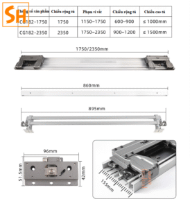 Phụ kiện cửa lùa cánh phẳng giảm chấn CG182 5