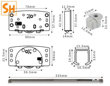 Phụ kiện ray trượt 2 cánh giảm chấn tủ quần áo YG228 17