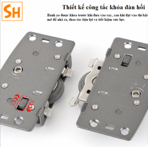 Phụ kiện ray trượt 2 cánh giảm chấn tủ quần áo YG228 10