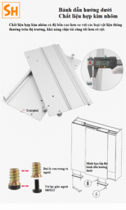 Phụ kiện ray trượt cửa lùa cánh phẳng bằng điện BTS-CAD 15