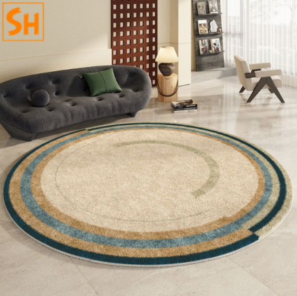 Thảm tròn họa tiết sọc màu hiện đại M0318