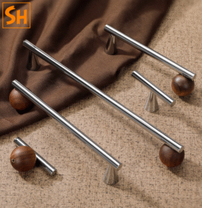 Tay nắm tủ bằng đồng phối gỗ kiểu Pháp ES8015