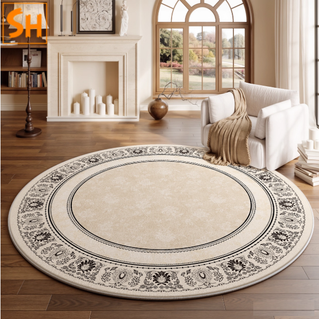 Thảm tròn trang trí phòng cổ điển kiểu Pháp DH2826 3 Thảm tròn trang trí phòng cổ điển kiểu Pháp DH2826