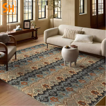 Thảm phòng ngủ hoa văn phong cách vintage GA7638