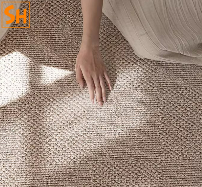 Nội thất phòng ngủ 2026 – thảm trải sàn len màu trà sữa sang trọng JR8826 ấm áp mềm mại dưới chân giường