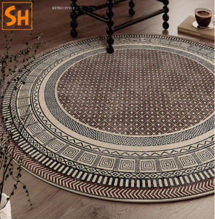 Thảm trải sàn tròn Vintage họa tiết cổ điển GA1404