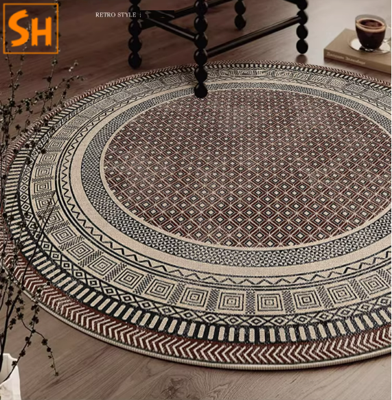 Thảm trải sàn tròn Vintage họa tiết cổ điển GA1404 4 Thảm trải sàn tròn Vintage họa tiết cổ điển GA1404