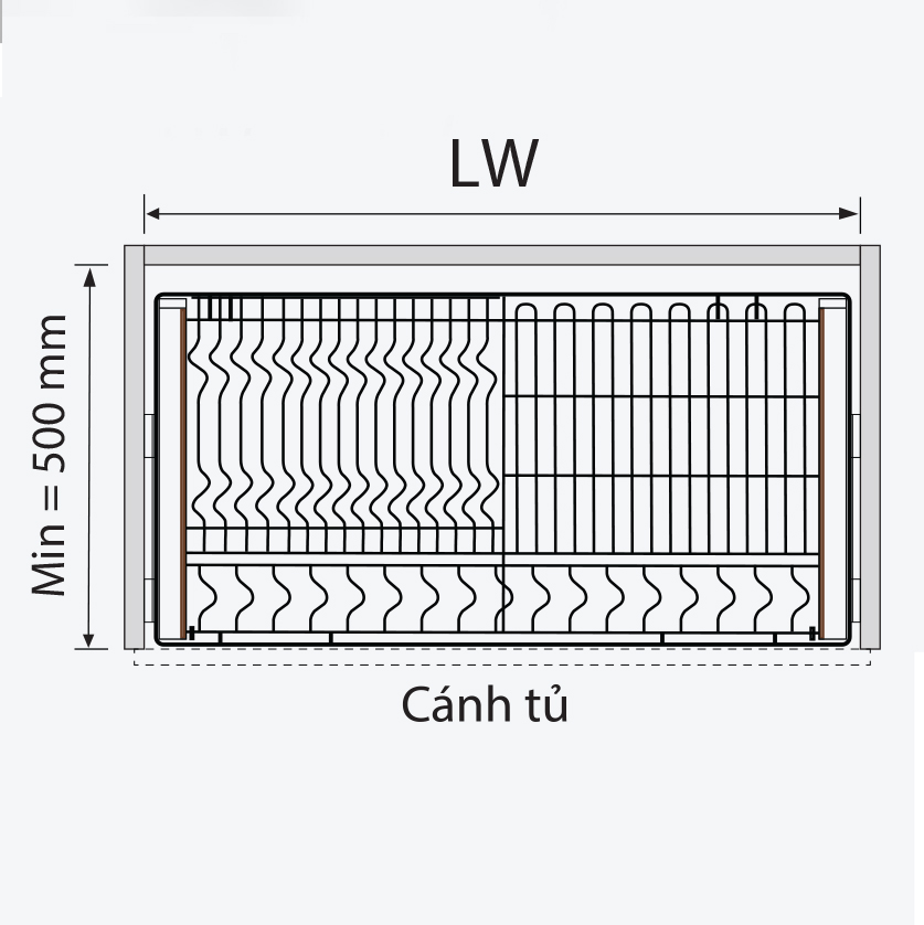 Bản vẽ kỹ thuật giá xoong nồi bát đĩa GARIS GDN4