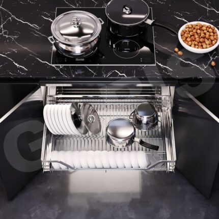 Giá bát đĩa inox 304 điện hoá xước mờ cánh mở GARIS GDE4