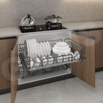 Giá xoong nồi bát đĩa nano Titan cánh mở kéo GARIS GDN4