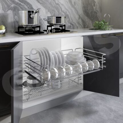 Giá bát đĩa xoong nồi inox 304 bóng gương cánh mở kéo GARIS GDV4