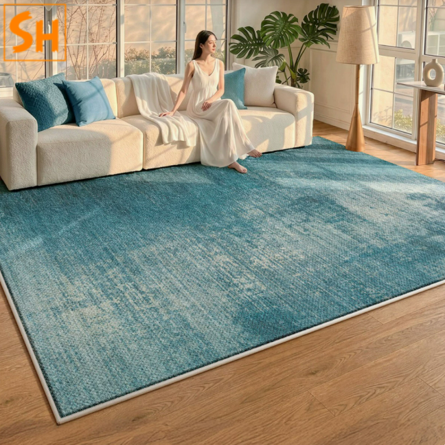 Xu hướng thảm trải sàn 2026 – thảm xanh loang DH1527 Xu hướng thảm trải sàn 2026 – thảm tông màu xanh loang đại dương DH1527