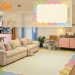 Xu hướng thảm trải sàn 2026 – thảm họa tiết patchwork pastel DH8275 sắc màu tươi sáng